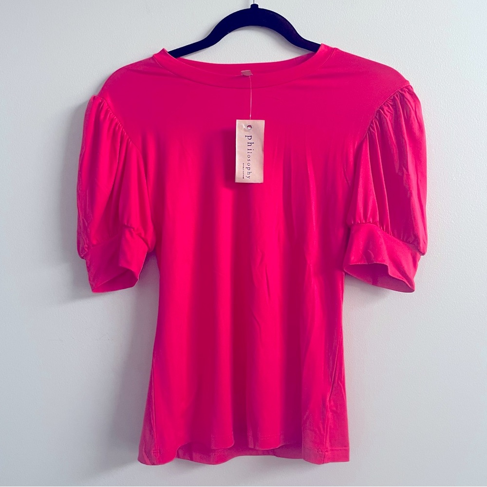 NWT Philosophy Barbie Pink Puff Sleeve 3/4 Top (XS)